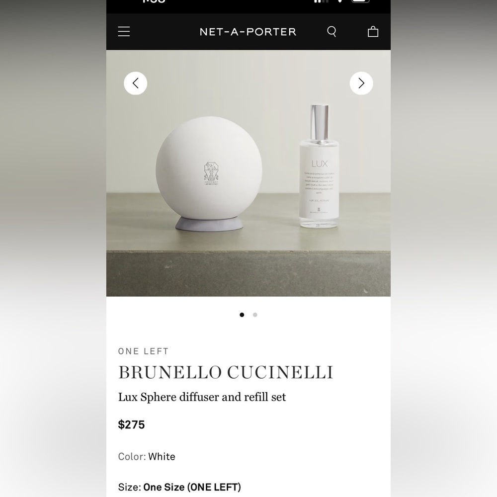 Brunello Cucinelli Bianco Sphere Home Fragrance set